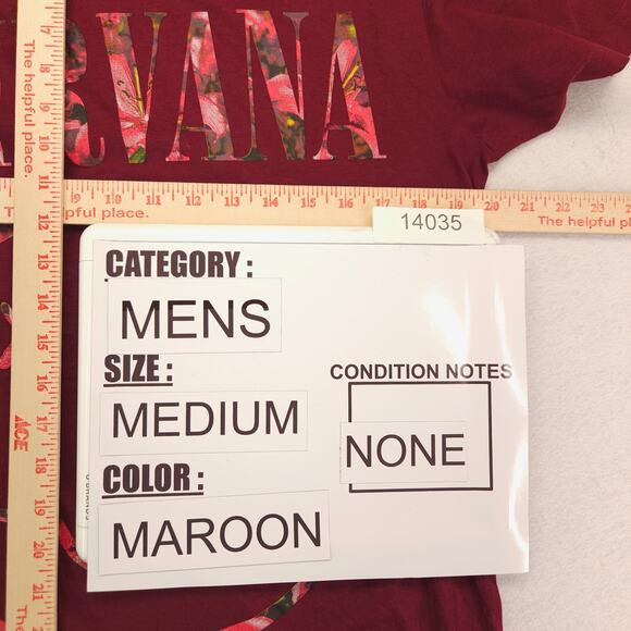 Nirvana Band Casual Crew Neck Graphic T-Shirt Adult Mens Size Medium M Maroon - Picture 7 of 9